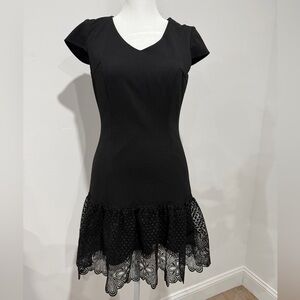 Julia Jordan Size 2 Black Cap Sleeve Sheath Dress